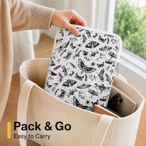 Padded Ereader Sleeve Pouch - Protective Book Sleeve for Kindle | 6-7 Inch Moth Print Tablet Bag Carrying Reading Accessories for Paperbacks Bookish Gifts for Bookworms Reading Lovers Friends in Kuwait