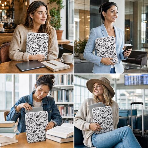 Padded Ereader Sleeve Pouch - Protective Book Sleeve for Kindle | 6-7 Inch Moth Print Tablet Bag Carrying Reading Accessories for Paperbacks Bookish Gifts for Bookworms Reading Lovers Friends in Kuwait