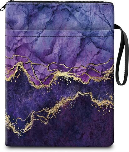 Book Sleeve for Book Lovers Gifts, Cute Book Pouch Book Protector with Zipper and Front Pocket BookCover Case for Women Men Reader Book Accessories Luxury Purple Marble in Saudi Arabia