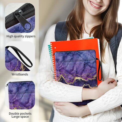 Book Sleeve for Book Lovers Gifts, Cute Book Pouch Book Protector with Zipper and Front Pocket BookCover Case for Women Men Reader Book Accessories Luxury Purple Marble in Saudi Arabia