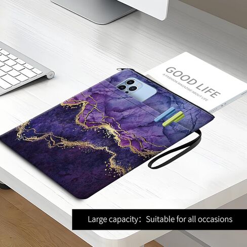 Book Sleeve for Book Lovers Gifts, Cute Book Pouch Book Protector with Zipper and Front Pocket BookCover Case for Women Men Reader Book Accessories Luxury Purple Marble in Saudi Arabia