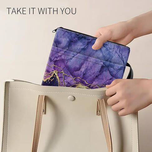 Book Sleeve for Book Lovers Gifts, Cute Book Pouch Book Protector with Zipper and Front Pocket BookCover Case for Women Men Reader Book Accessories Luxury Purple Marble in Saudi Arabia