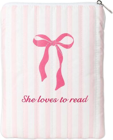 Padded Ereader Sleeve for Kindle - Protective Book Sleeve Pouch | for 6-7 Inch Paperbacks Tablet Carrying Pink Bow Reading Accessories Bookworms Reading Lovers Women Friends Birthday Gifts in Kuwait