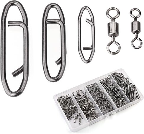 MOBOREST Fishing Swivels Snap Swivels Barrel Swivels with Snaps | coastlock snap, secure lock, 360° rotation, anti line twist, quick lure swap, 5 sizes, saltwater & freshwater fishing tackle in Saudi Arabia
