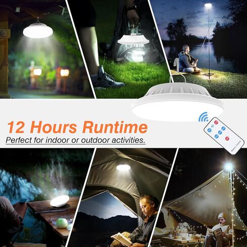Solar Camping Lantern with Remote, Waterproof Hanging Tent Light | 120 LED, 12hr Runtime, 5 Brightness Modes, Ideal for Camping, Hiking, Traveling, Power Outages, Hurricane in Kuwait
