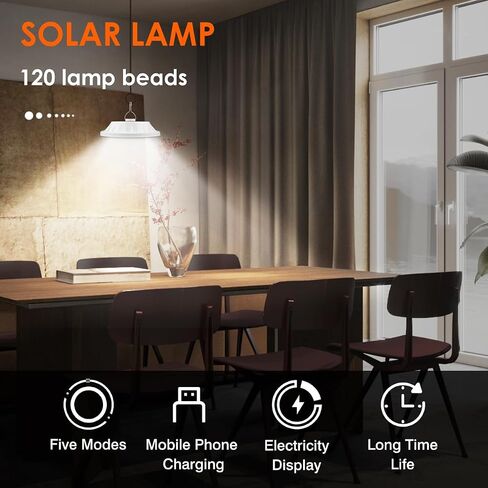 Solar Camping Lantern with Remote, Waterproof Hanging Tent Light | 120 LED, 12hr Runtime, 5 Brightness Modes, Ideal for Camping, Hiking, Traveling, Power Outages, Hurricane in Kuwait