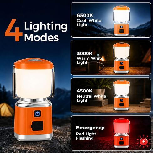 Rechargeable Camping Lantern, LED Camping Flashlight Lantern Camp Light | Camp Essentials Light, 1500LM, 4 Modes, Stepless Dimming, IPX4 Waterproof Outdoor Portable Emergency Torch Light Tent Lamp in Saudi Arabia