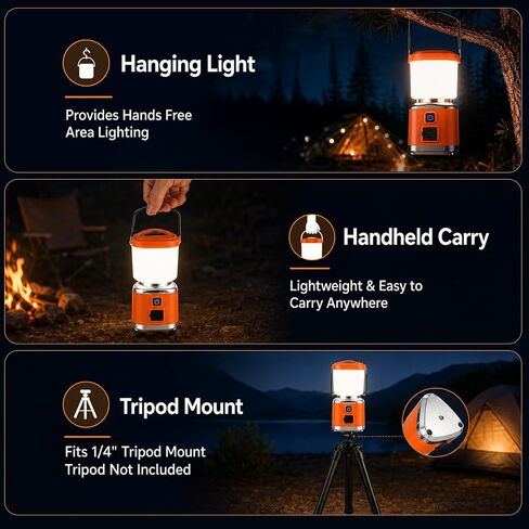 Rechargeable Camping Lantern, LED Camping Flashlight Lantern Camp Light | Camp Essentials Light, 1500LM, 4 Modes, Stepless Dimming, IPX4 Waterproof Outdoor Portable Emergency Torch Light Tent Lamp in Saudi Arabia