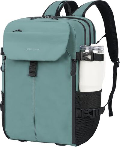 KROSER Travel Backpack for men, Laptop Carry On Backpack Flight Approved | 17.3 inch Laptop , Computer Bag Casual Daypack for Weekender Business Hiking, Can accommodate basketball-Black in Saudi Arabia