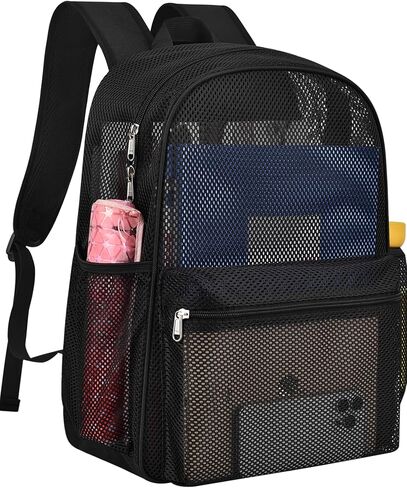 Paxiland Mesh Backpack Lightweight, Heavy Duty See Through Beach Backpack | 26L Breathable Mesh Daypack, Fits 13" Laptop, Padded Straps for Commuting, Swimming, Sports, Rucksack for Men Women, Blue in Saudi Arabia