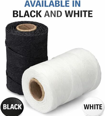 9-Ply Waxed Twine 160 lb, White, 5 Spools x 500 ft Lacing Cord | 100% Polyester, Water and UV Resistant; Tacky Grip Locks Knots. For Cable Lacing, Wire Lashing, Bundling, Marine. Made in USA in Kuwait