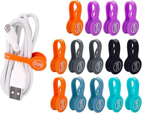 SUNFICON 6 Pack Magnetic Cord Organizers Cable Clips Cable Straps Silicone Twist Ties Colorful Headphone Cord Keeper Holder Manager Bookmark Whiteboard Fridge Magnet Keychain Gift Home,Office,School in Saudi Arabia