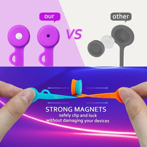 SUNFICON 6 Pack Magnetic Cord Organizers Cable Clips Cable Straps Silicone Twist Ties Colorful Headphone Cord Keeper Holder Manager Bookmark Whiteboard Fridge Magnet Keychain Gift Home,Office,School in Saudi Arabia