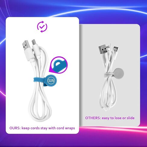 SUNFICON 6 Pack Magnetic Cord Organizers Cable Clips Cable Straps Silicone Twist Ties Colorful Headphone Cord Keeper Holder Manager Bookmark Whiteboard Fridge Magnet Keychain Gift Home,Office,School in Saudi Arabia