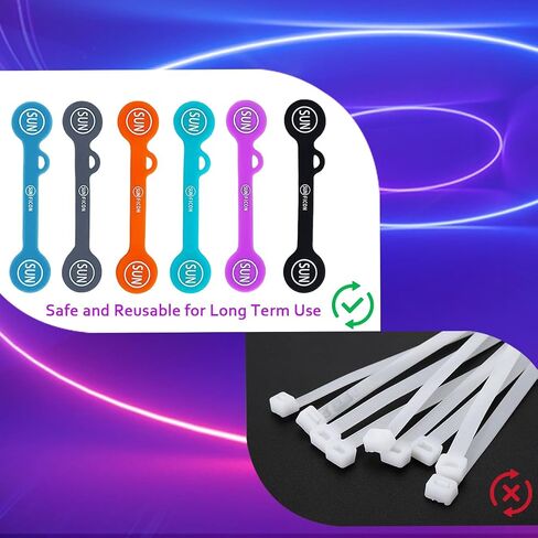 SUNFICON 6 Pack Magnetic Cord Organizers Cable Clips Cable Straps Silicone Twist Ties Colorful Headphone Cord Keeper Holder Manager Bookmark Whiteboard Fridge Magnet Keychain Gift Home,Office,School in Saudi Arabia