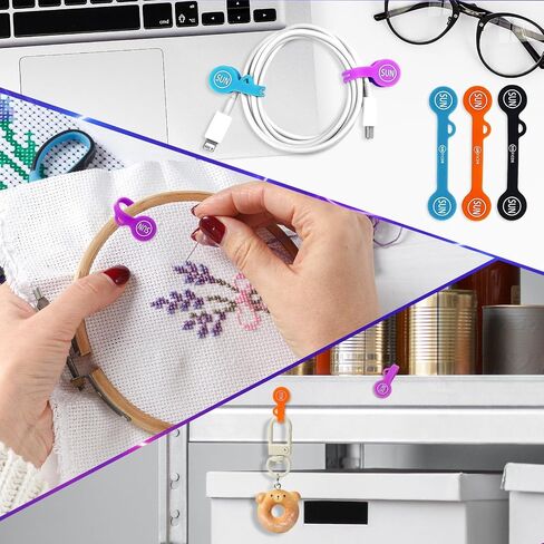 SUNFICON 6 Pack Magnetic Cord Organizers Cable Clips Cable Straps Silicone Twist Ties Colorful Headphone Cord Keeper Holder Manager Bookmark Whiteboard Fridge Magnet Keychain Gift Home,Office,School in Saudi Arabia