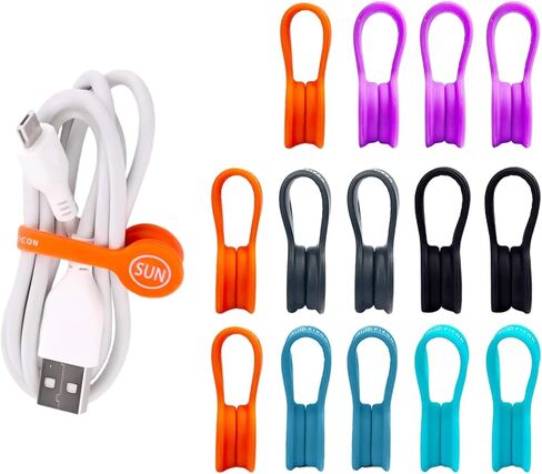 SUNFICON 6 Pack Magnetic Cord Organizers Cable Clips Cable Straps Silicone Twist Ties Colorful Headphone Cord Keeper Holder Manager Bookmark Whiteboard Fridge Magnet Keychain Gift Home,Office,School in Saudi Arabia