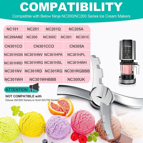 Replacement Paddle Compatible with Ninja Creami NC300 Series Ice Cream Makers,Replacement Parts Blade for Ninja Ice Creami Accessories for NC301/NC300/ NC299AMZ/NC201/NC101, Stainless Steel in Saudi Arabia