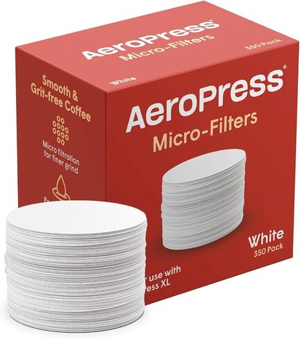 AeroPress White Paper Micro-Filters, 350 Count Count | Compostable Coffee Filters Made From White, Chlorine-Free Paper, Fits Standard Size AeroPress Manual Coffee Makers in Saudi Arabia