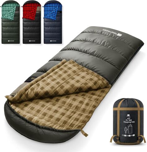 Cotton Flannel XXL Winter Sleeping Bags for Adults Big and Tall,Cold Weather 90x39 Inch Camping Sleep Bag,Waterproof Machine Washable 4 Season Outdoor Camping Gear,2-Way Zipper in Saudi Arabia