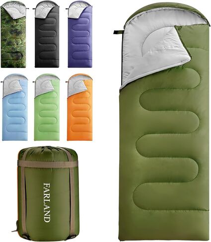 Farland Sleeping Bags for Adults, 3-4 Season, Lightweight, Camping | Camping, Water-resistant,Compression sack, Breathable, Machine washable, for family & teens, travel essential in Saudi Arabia