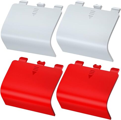 4-Pack Battery Back Door Lids for Xbox Series X/S Controllers, Red/White | Replacement Back Shell Covers For Lost Or Damaged Battery Doors; Snap-On Abs Design, Not For Xbox One Controllers in Saudi Arabia