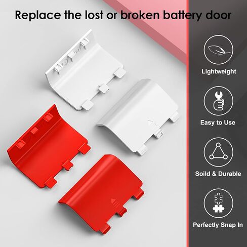 4-Pack Battery Back Door Lids for Xbox Series X/S Controllers, Red/White | Replacement Back Shell Covers For Lost Or Damaged Battery Doors; Snap-On Abs Design, Not For Xbox One Controllers in Saudi Arabia