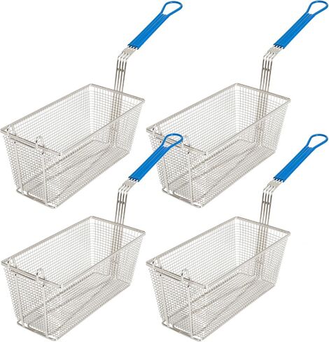 Deep Fryer Basket, 4-Pack Commercial Fry Basket with Handle Cuisine Ready | Four commercial fryer baskets sized 13.25 x 6.5 x 5.9 inches for restaurants, food trucks, and busy kitchens. in Saudi Arabia
