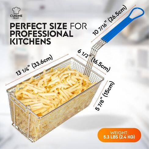 Deep Fryer Basket, 4-Pack Commercial Fry Basket with Handle Cuisine Ready | Four commercial fryer baskets sized 13.25 x 6.5 x 5.9 inches for restaurants, food trucks, and busy kitchens. in Saudi Arabia