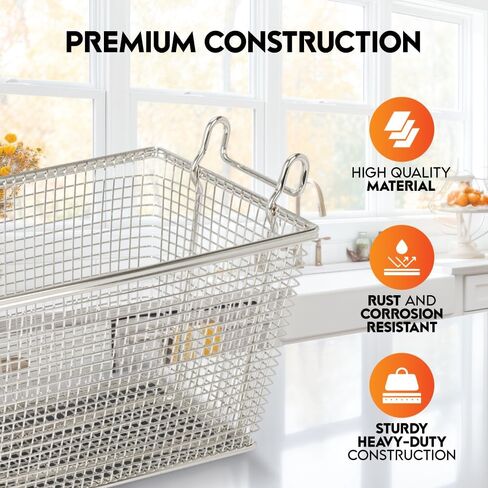 Deep Fryer Basket, 4-Pack Commercial Fry Basket with Handle Cuisine Ready | Four commercial fryer baskets sized 13.25 x 6.5 x 5.9 inches for restaurants, food trucks, and busy kitchens. in Saudi Arabia
