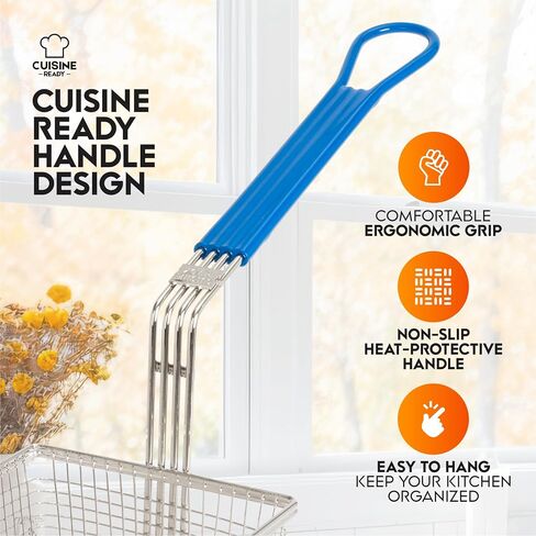 Deep Fryer Basket, 4-Pack Commercial Fry Basket with Handle Cuisine Ready | Four commercial fryer baskets sized 13.25 x 6.5 x 5.9 inches for restaurants, food trucks, and busy kitchens. in Saudi Arabia
