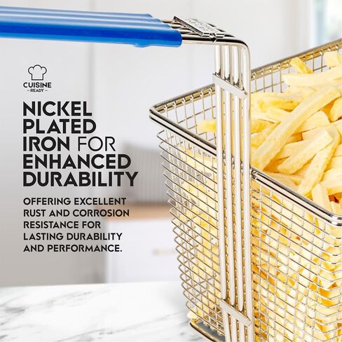 Deep Fryer Basket, 4-Pack Commercial Fry Basket with Handle Cuisine Ready | Four commercial fryer baskets sized 13.25 x 6.5 x 5.9 inches for restaurants, food trucks, and busy kitchens. in Saudi Arabia
