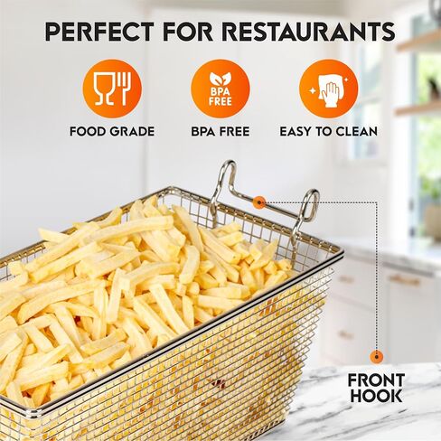 Deep Fryer Basket, 4-Pack Commercial Fry Basket with Handle Cuisine Ready | Four commercial fryer baskets sized 13.25 x 6.5 x 5.9 inches for restaurants, food trucks, and busy kitchens. in Saudi Arabia