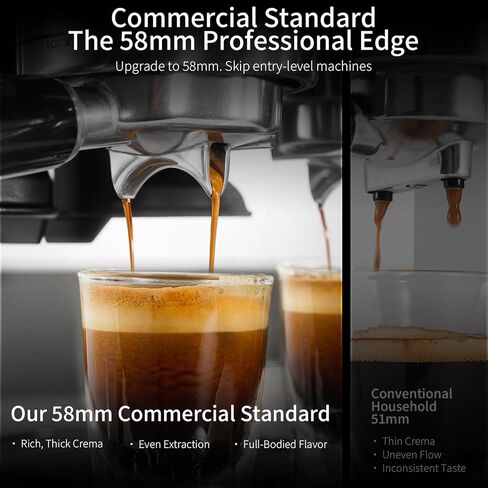 URintells Cuising Espresso Machine with Grinder, with 58mm System & Frother | Conical Burr Grinder, Italian ULKA Pump, 3 Adjustable Brew Temperatures, Pressure Gauge, Steam Wand for Cappuccino & Latte in Saudi Arabia