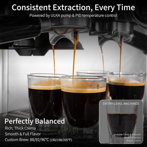 URintells Cuising Espresso Machine with Grinder, with 58mm System & Frother | Conical Burr Grinder, Italian ULKA Pump, 3 Adjustable Brew Temperatures, Pressure Gauge, Steam Wand for Cappuccino & Latte in Saudi Arabia