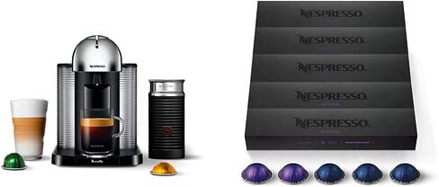 Breville Nespresso Vertuo Coffee and Espresso Machine, Chrome & Capsules VertuoLine, Espresso Variety Pack, Medium and Dark Roast Espresso Coffee, 50 Count Coffee Pods, Brews 1.35 Ounce in Saudi Arabia
