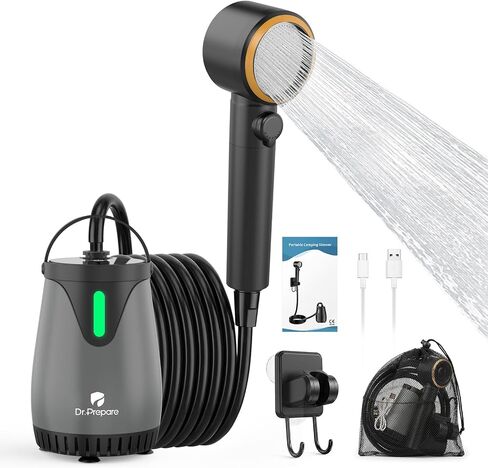DR.PREPARE Portable Outdoor Shower, IPX8 Deep Waterproof Camping Shower Pump, 8000mAh Rechargeable Battery, 3 Spray Modes with 1.59 GPM Strong Flow, Portable Shower Head for Camp, Car Washing, Beach in Saudi Arabia