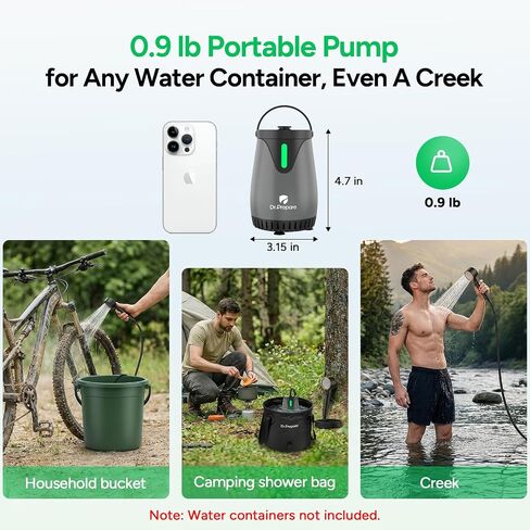 DR.PREPARE Portable Outdoor Shower, IPX8 Deep Waterproof Camping Shower Pump, 8000mAh Rechargeable Battery, 3 Spray Modes with 1.59 GPM Strong Flow, Portable Shower Head for Camp, Car Washing, Beach in Saudi Arabia