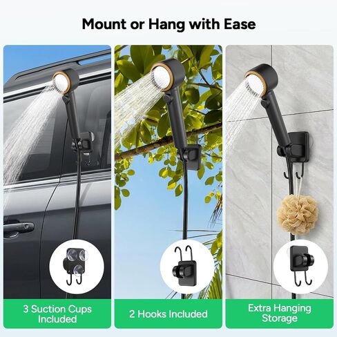 DR.PREPARE Portable Outdoor Shower, IPX8 Deep Waterproof Camping Shower Pump, 8000mAh Rechargeable Battery, 3 Spray Modes with 1.59 GPM Strong Flow, Portable Shower Head for Camp, Car Washing, Beach in Saudi Arabia