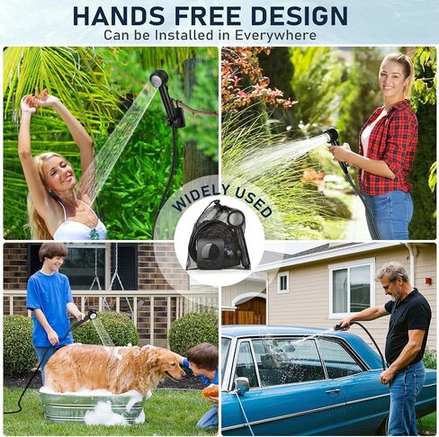 Portable Shower for Camping, 8000mAh Rechargeable [Upgraded] | Camping Shower with 5 Adjustable Speeds, 4 Spray Modes, LED Display, IPX8 Waterproof for Hiking, Travel, Car, Pet in Saudi Arabia