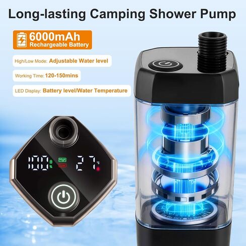 Portable Shower for Camping, Camping Shower Kit (Large 7.4 Gal/28L Water Jug, 6000mAh Camp Shower Pump IPX7, Shower Head & Spray Nozzle), Outdoor Shower for Travel, Hiking, RV, Pet Bath, Car, Plants in Saudi Arabia