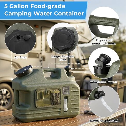 Portable Camping Shower Kit with 5 Gallon Water Jug, 8000mAh Rechargeable Shower Pump IPX8 Waterproof, 5 Pressure Modes, BPA Free Water Container for Camping, Hiking, Beach, Pet Bathing, Car Washing in Saudi Arabia