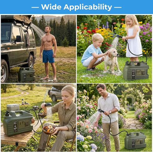 Portable Camping Shower Kit with 5 Gallon Water Jug, 8000mAh Rechargeable Shower Pump IPX8 Waterproof, 5 Pressure Modes, BPA Free Water Container for Camping, Hiking, Beach, Pet Bathing, Car Washing in Saudi Arabia