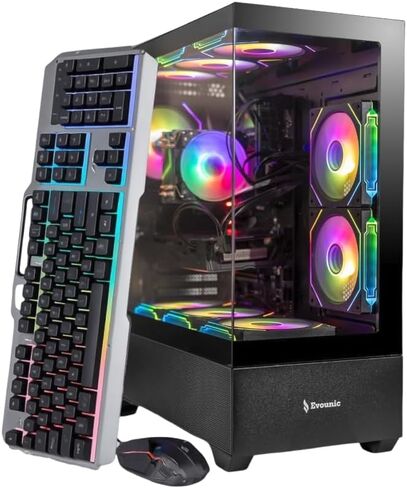 Gaming Desktop PC Computer 12-Core Processor, GeForce RTX 4060 GDDR6, | 64GB RAM, 512GB NVMe SSD + 1TB HDD, WiFi 6 & BT 5.4, 7× ARGB Fans, Liquid Cooled650W PSU, Windows 11 in Saudi Arabia