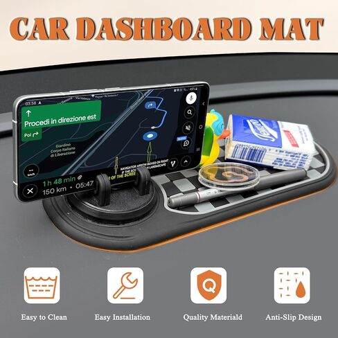 Multifunctional Car Anti-Slip Mat with 360° Rotating Phone Holder – 3 in 1 Anti Slip Mat for Car, Dashboard Mat Anti Slip Pad for Car Dashboard Organizer for Sunglasses, Keys in Kuwait