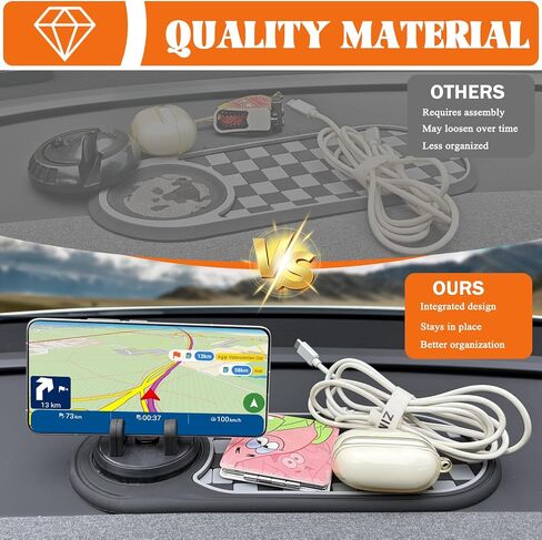 Multifunctional Car Anti-Slip Mat with 360° Rotating Phone Holder – 3 in 1 Anti Slip Mat for Car, Dashboard Mat Anti Slip Pad for Car Dashboard Organizer for Sunglasses, Keys in Kuwait