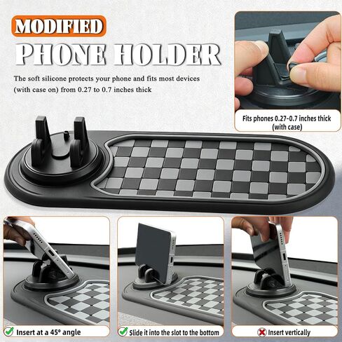 Multifunctional Car Anti-Slip Mat with 360° Rotating Phone Holder – 3 in 1 Anti Slip Mat for Car, Dashboard Mat Anti Slip Pad for Car Dashboard Organizer for Sunglasses, Keys in Kuwait