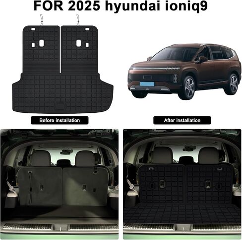 Large Cargo mat with Backrest Mat Set for Hyundai Ioniq 9 2025, TPE All Weather Car Trunk Mat for Hyundai Ioniq 9 Accessories in Saudi Arabia