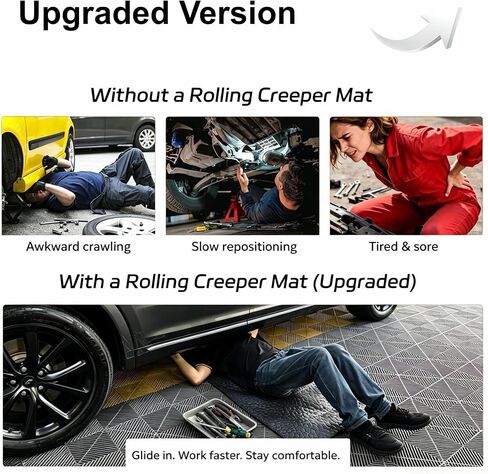 Upgraded Rolling Creeper Mat, 2.5Lbs Heavy-Duty Thick Reinforced | 4-Layer for Low Clearance, Foldable, Under Car Repair, Portable Storage Bag, Portable Mechanics Mat, Cool Gifts, 60"x28" in Saudi Arabia