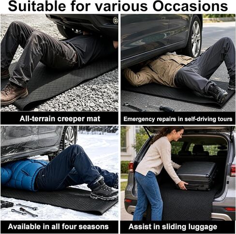 Upgraded Rolling Creeper Mat, 2.5Lbs Heavy-Duty Thick Reinforced | 4-Layer for Low Clearance, Foldable, Under Car Repair, Portable Storage Bag, Portable Mechanics Mat, Cool Gifts, 60"x28" in Saudi Arabia